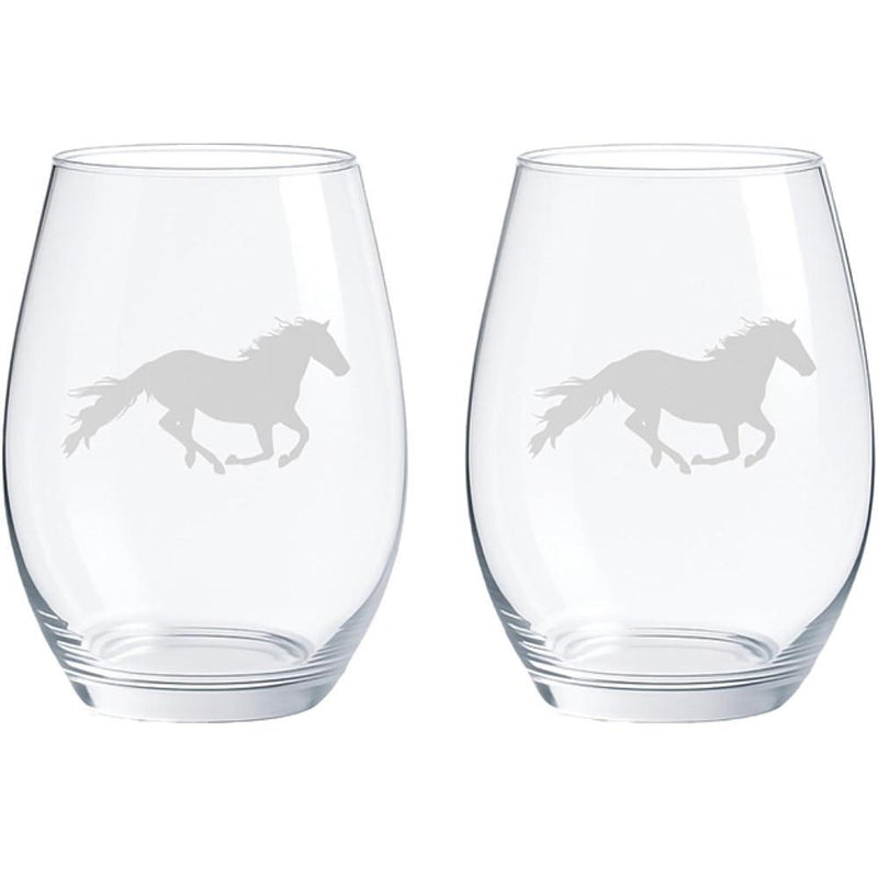 Galloping Horses Wine Glass- Stemless