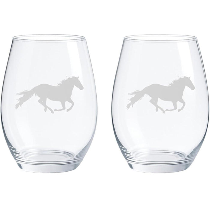 Galloping Horses Wine Glass- Stemless