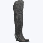 Women's Black Jilted Knee High Boots
