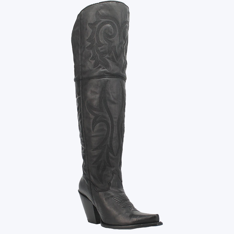 Women's Black Jilted Knee High Boots