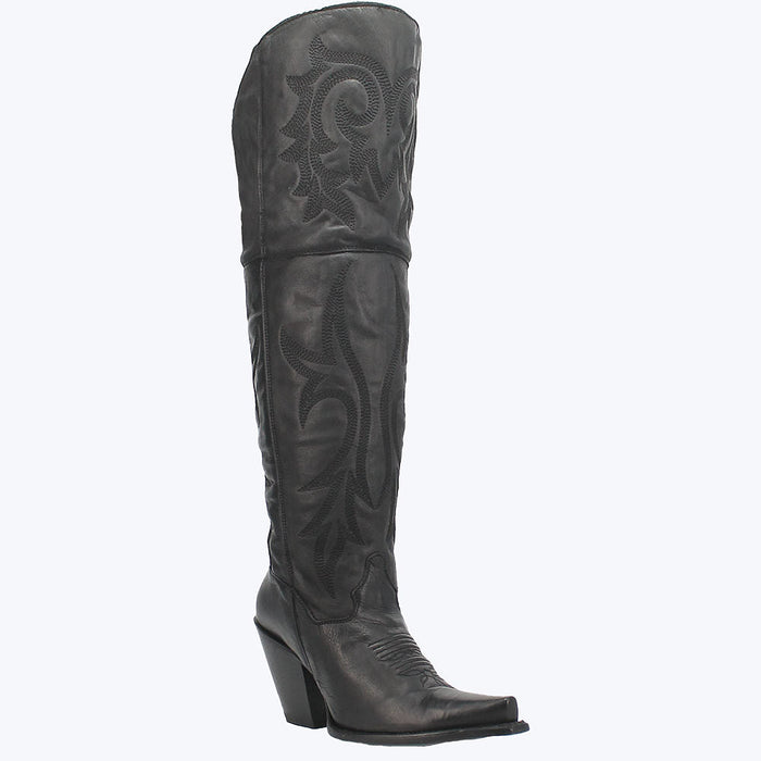 Women's Black Jilted Knee High Boots