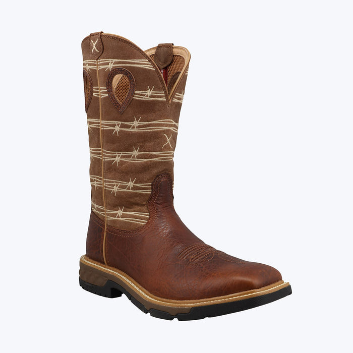 Men's 12" Brown Square Soft Toe Work Boot