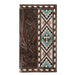 Nocona Men`s Rodeo Leather Cross Embroidery Floral Brown Money Clip