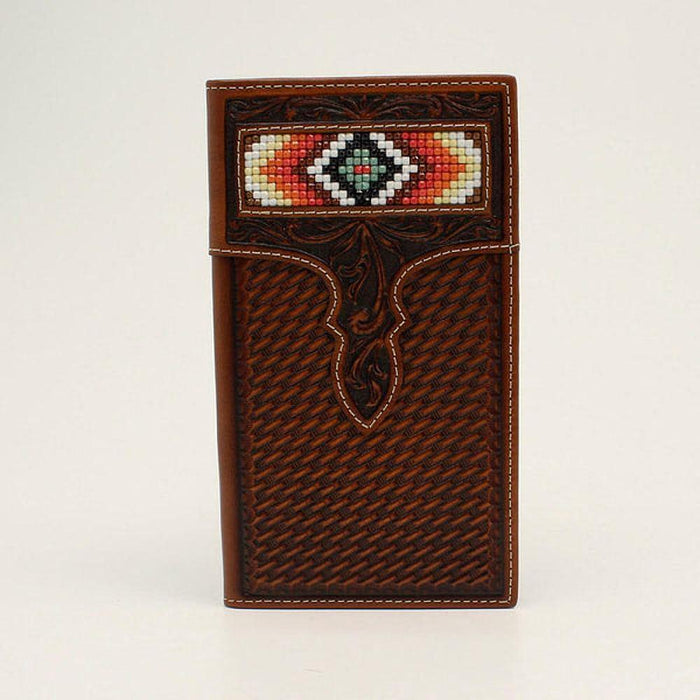 Mens Nocona Rodeo Basket Weave Diamond Beaded Wallet