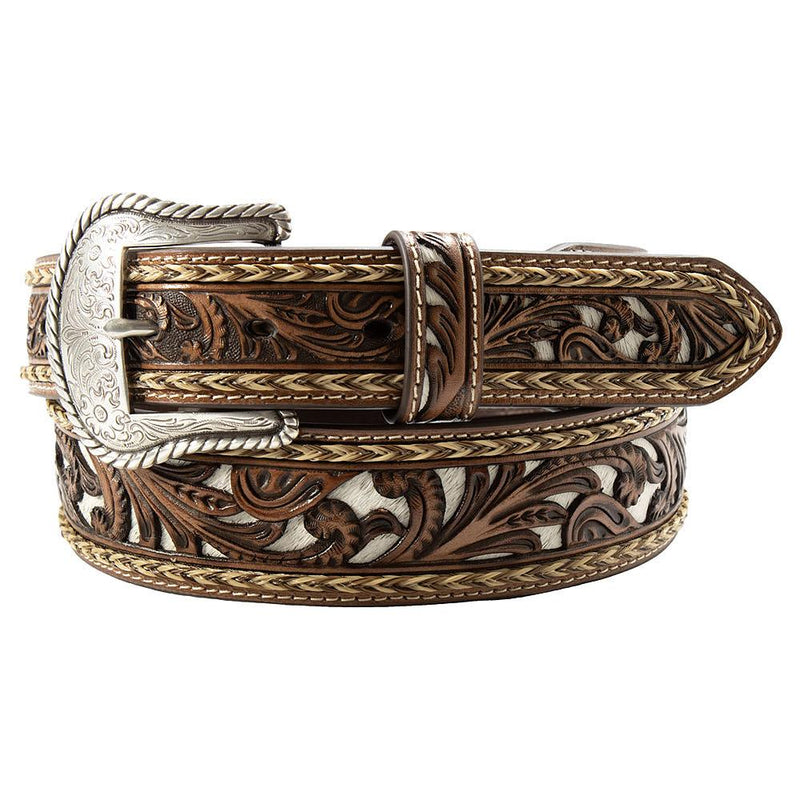 Men's Brown Calf Hair Underlay Belt