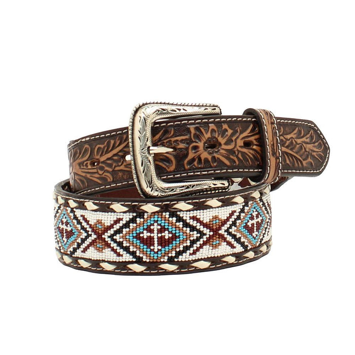 Nocona Men`s Cross Embroidered Buckstitch Brown Belt