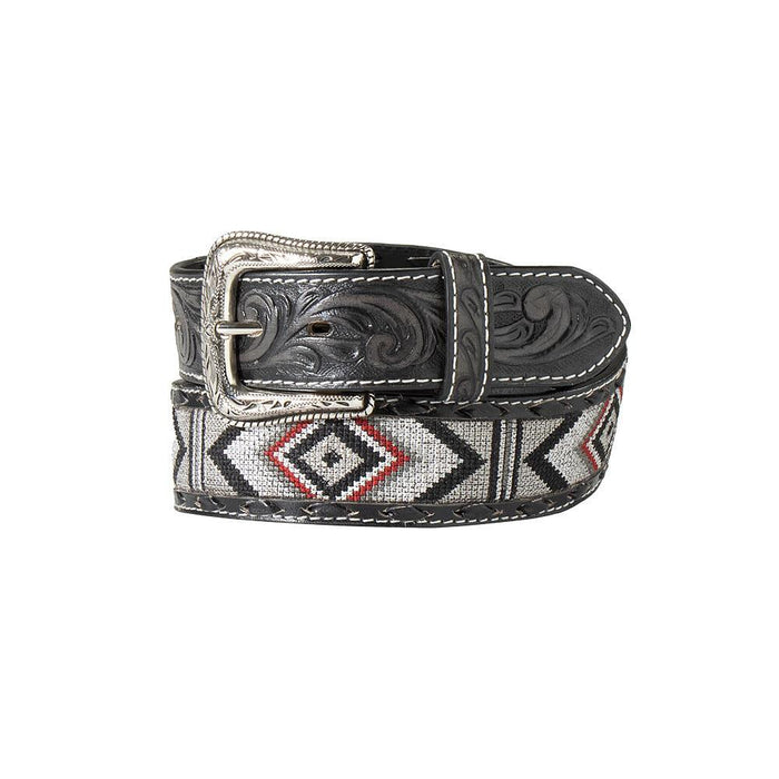 Men's Western Belt Embroidered Diamond Twisted