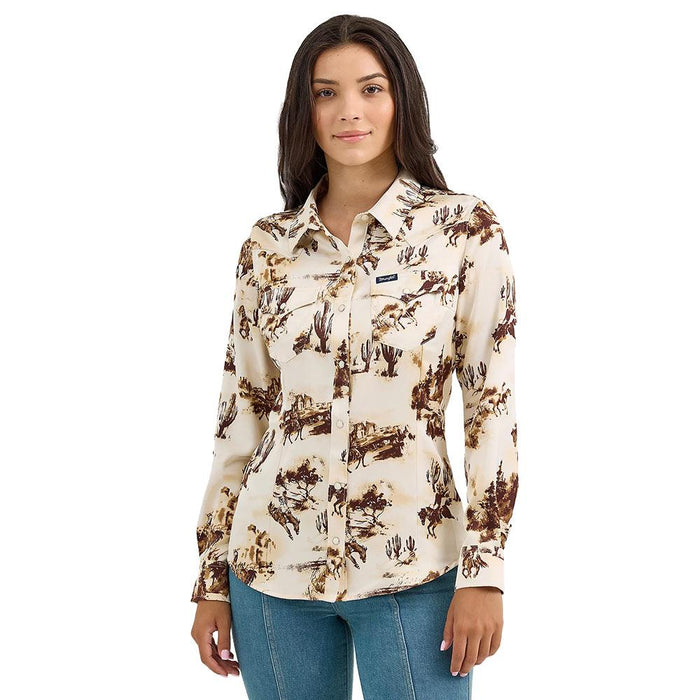 Wrangler Women's Bold Bucking Cowboy Western Snap Shirt
