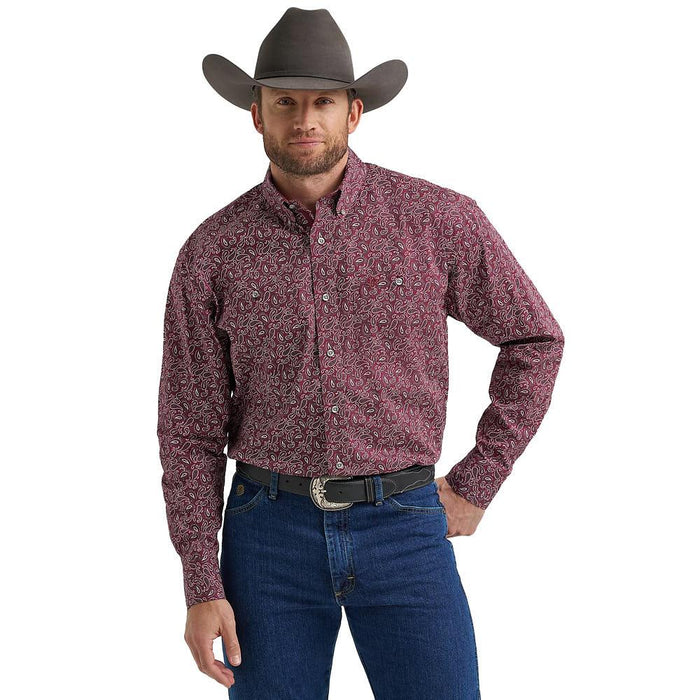Men's George Strait Wine Paisley Print Shirt