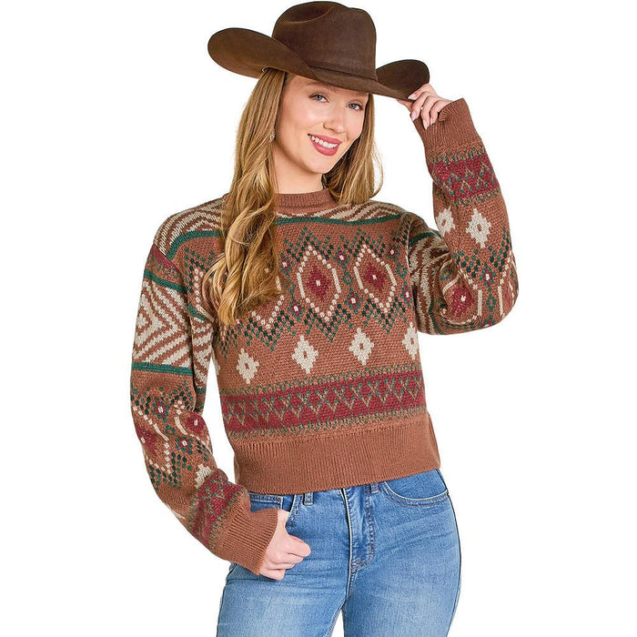 Women's Rose Mauve Aztec Sweater