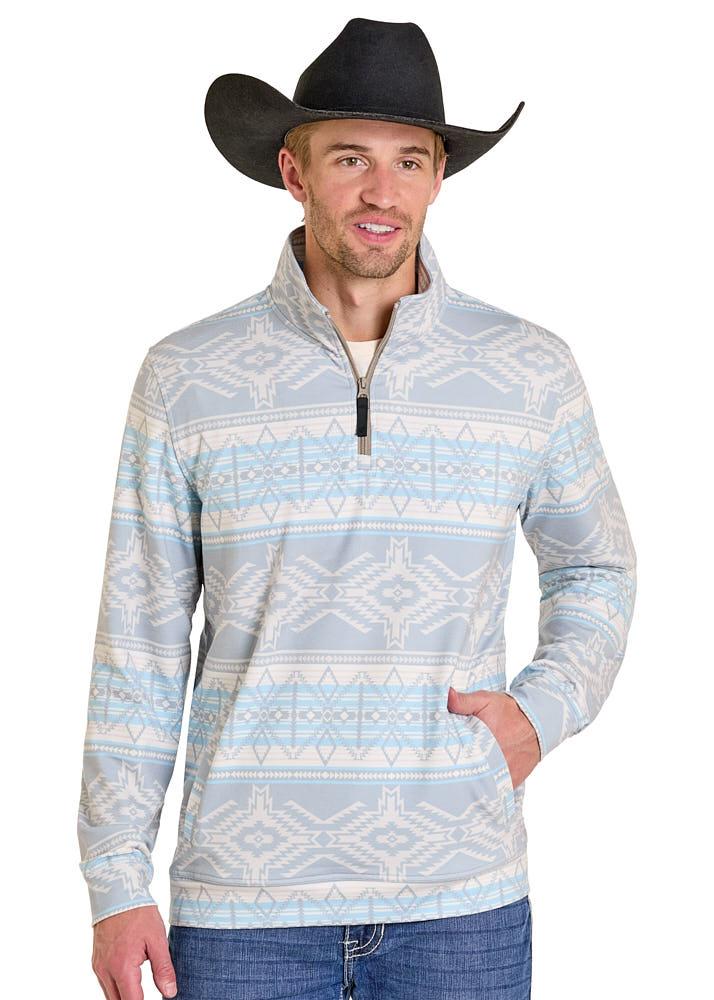 Men's Taupe Aztec Print Pullover