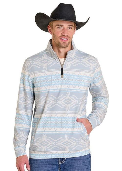 Men's Taupe Aztec Print Pullover