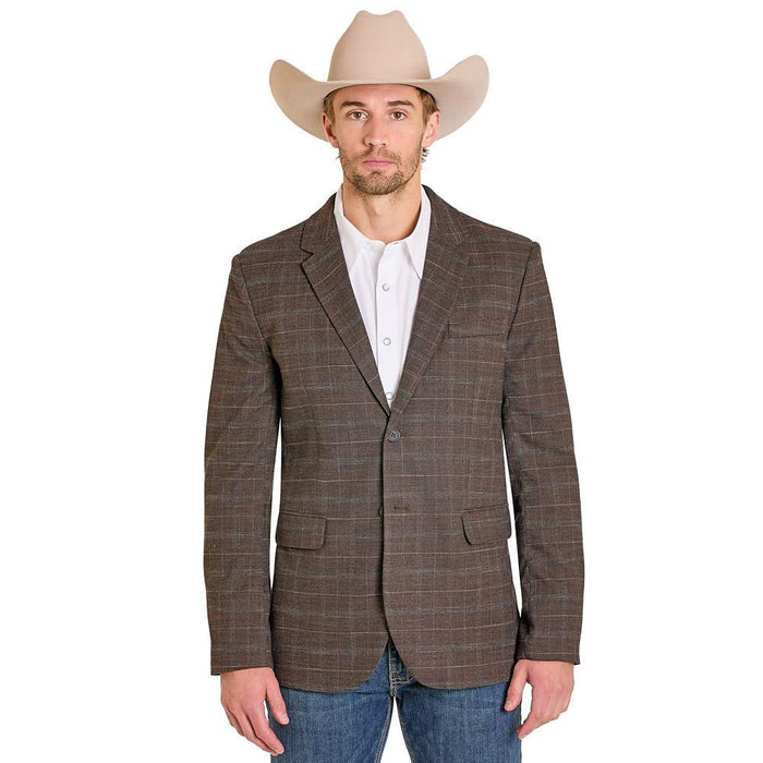 Men's Dark Brown Plaid Sports Coat