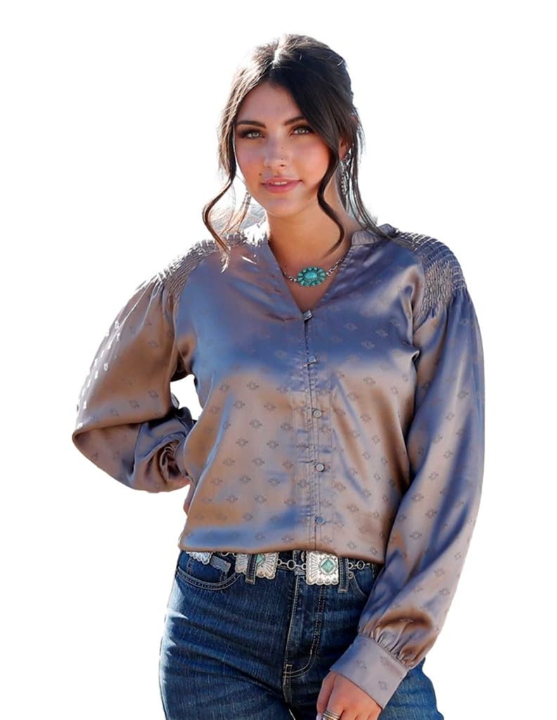 Women's Grey Long Sleeve Blouse