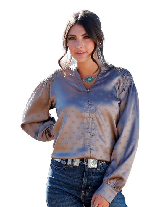 Women's Grey Long Sleeve Blouse