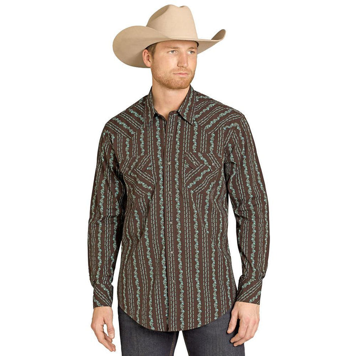 Men's Brown Wallpaper Print Shirt