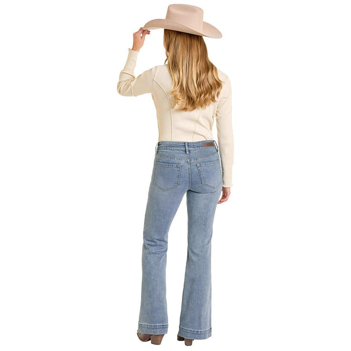 Women's Two Tone Mid Rise Trouser