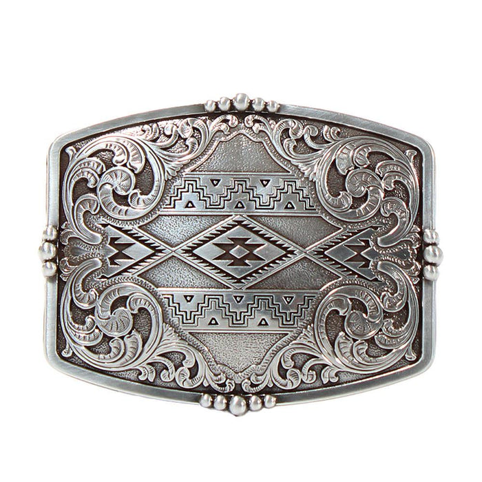 Nocona Mens Rectangle Aztec Floral Buckle