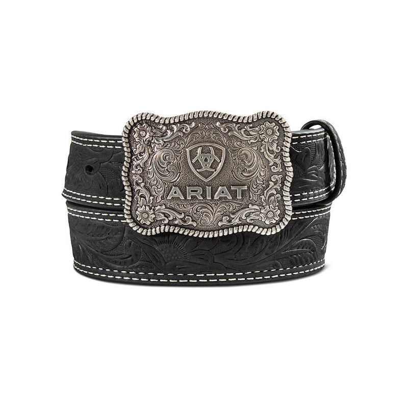 Boy's Black Double Stitch Belt