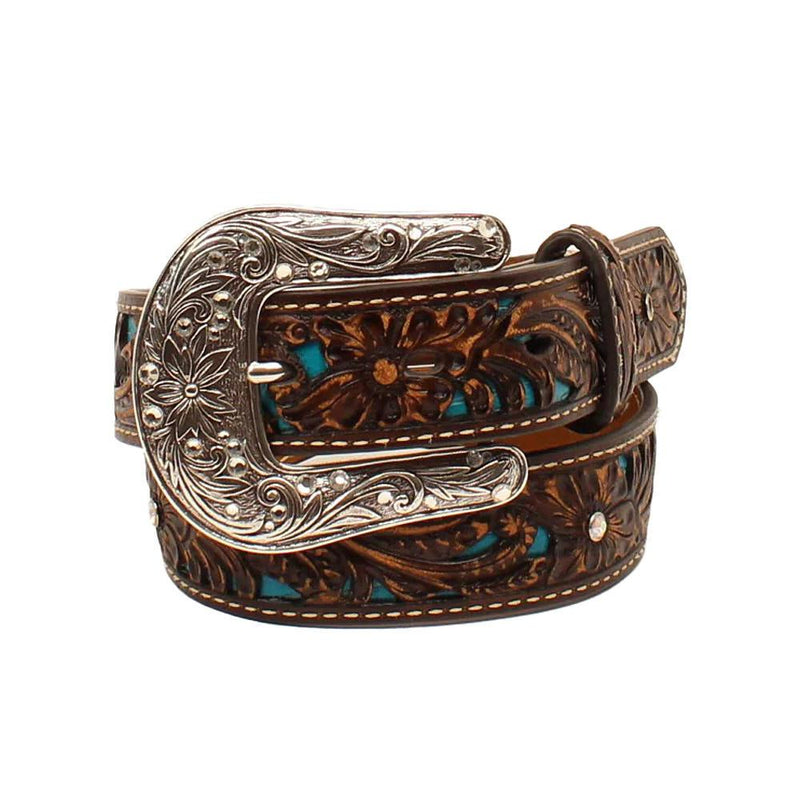 Girl's Floral Belt with Turquoise Inlay
