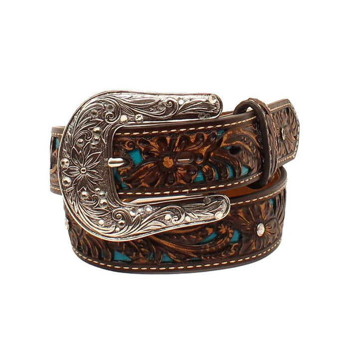 Girl's Floral Belt with Turquoise Inlay