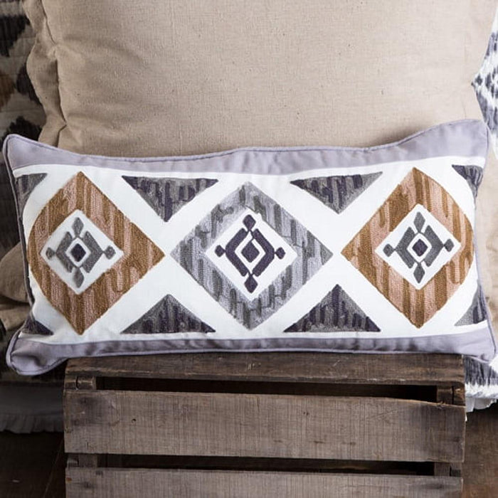 Grey Diamond Embroidered Pillow