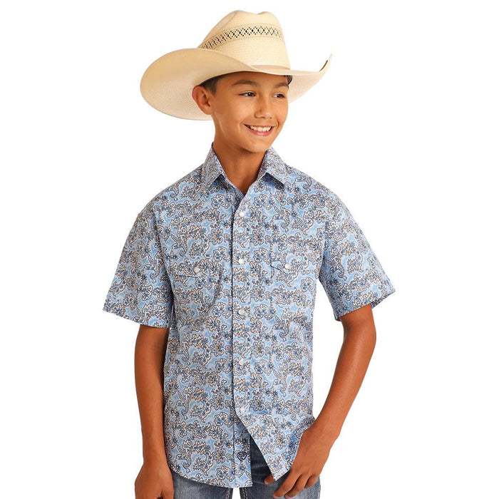 Boy's Powder Blue Paisley Shirt