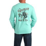 Turquoise Long Sleeve Cowboy State Of Mind Tee Shirt