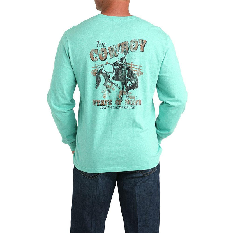 Turquoise Long Sleeve Cowboy State Of Mind Tee Shirt
