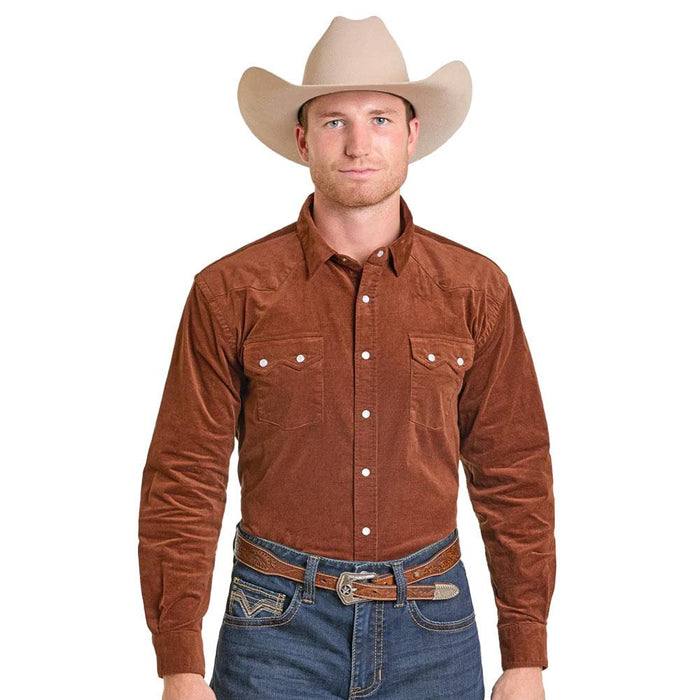 Men's Brown Corduroy Snap Shirt