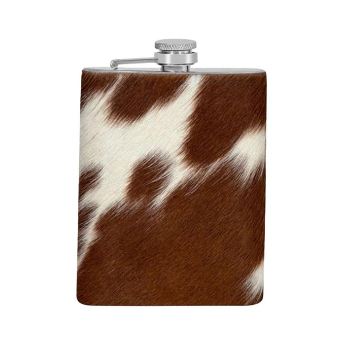 Brown and White Hair-On Flask 6 oz