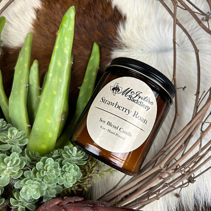 Strawberry Roan 8oz Amber Glass Jar Candle