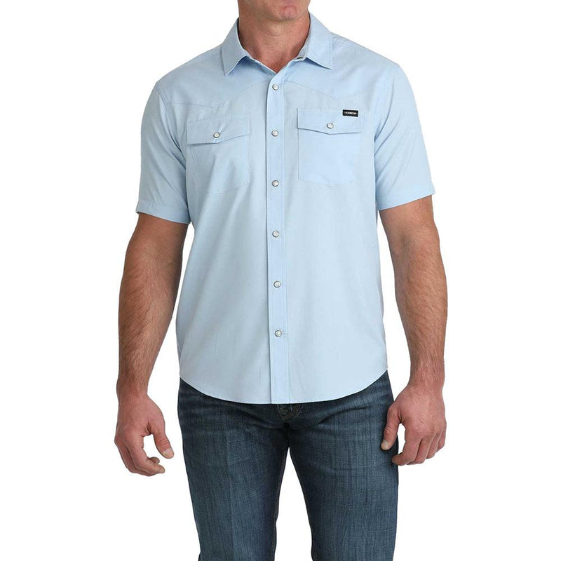 Men's Camp Light Blue Short Sleeve Snap Shirt