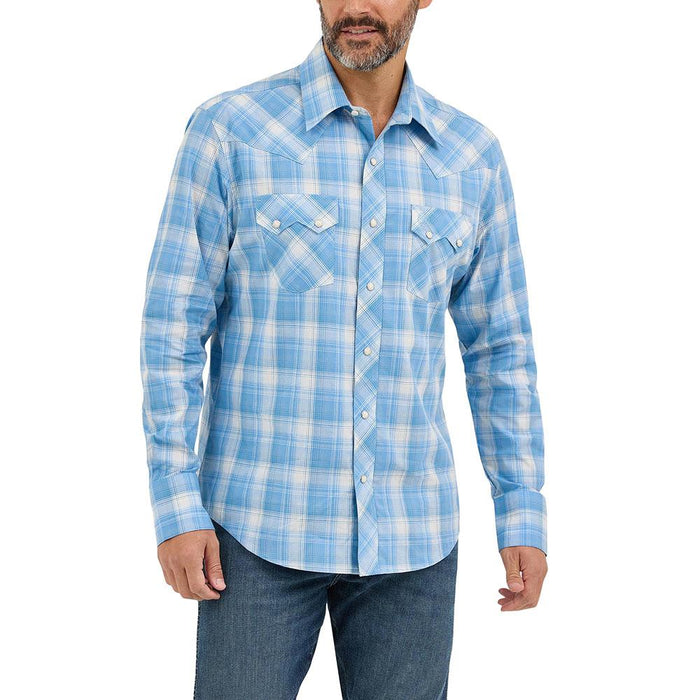 Men's Retro Long Sleeve Sawtooth Snap Pocket Western Shirt