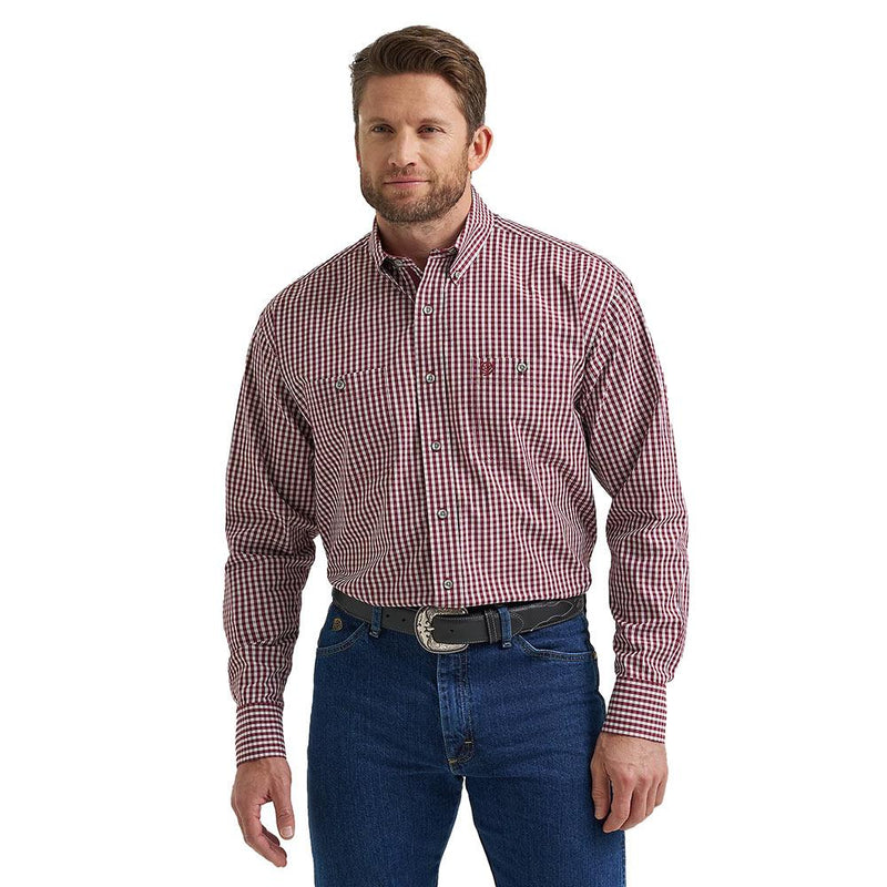 Men's George Strait Wine Plaid Shirt