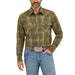 Men's Green Retro Long Sleeve Sawtooth Snap Pocket Western Shirt