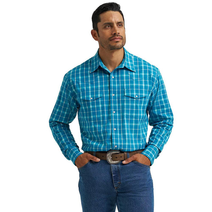 Men's Western Blue Plaid Shirt
