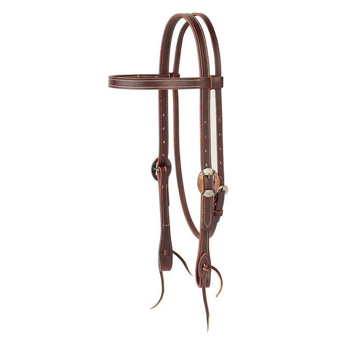 Latigo Western Browband Headstall with Engraved Cart Buckles