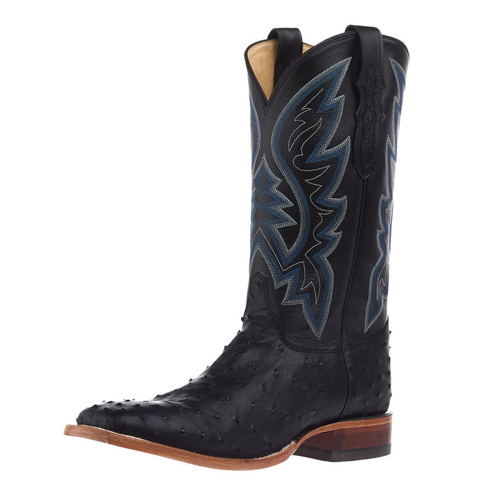 Men's Black Full Quill Ostrich Vamp 13in Black Cowhide Top