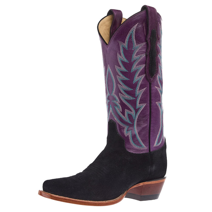 Women's Black Suede Vamp 13in Amethyst Cowhide Top