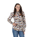 Women's Green Puff Sleeve Pearl Snap Shirt