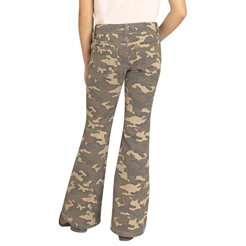 Girl's Green Camo Flare Jeans