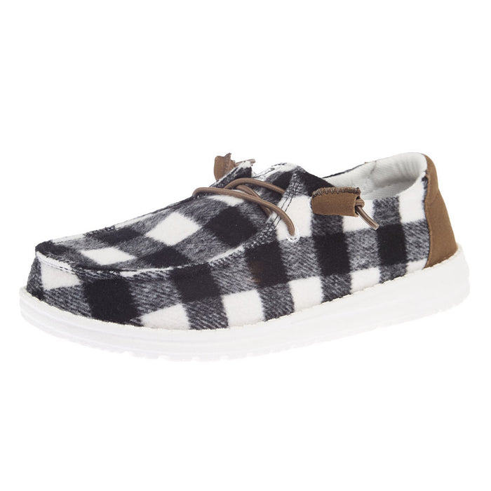 Women's Wendy Buffalo Plaid White and Black Casual