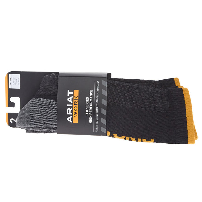 Unisex TEK High Performance Mid Calf Black Socks 2 Pack