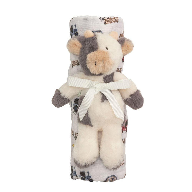 Farm Swaddle/Rattle Set