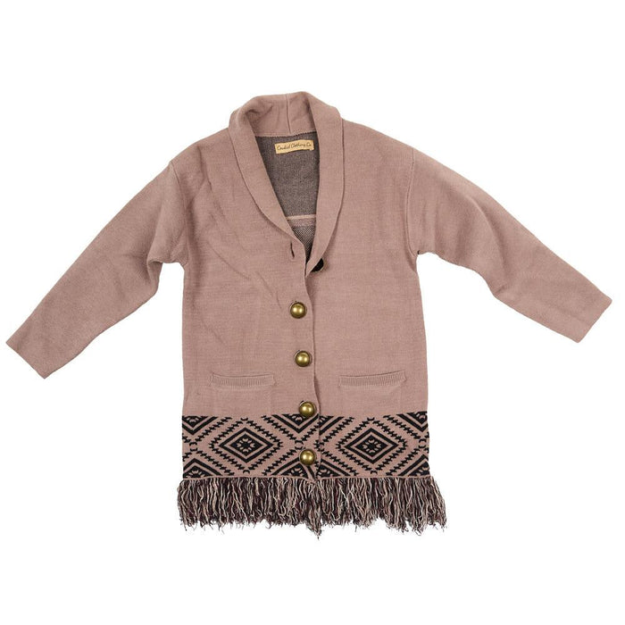 Infant Girl's Tan Bronc with Fringe Cardigan