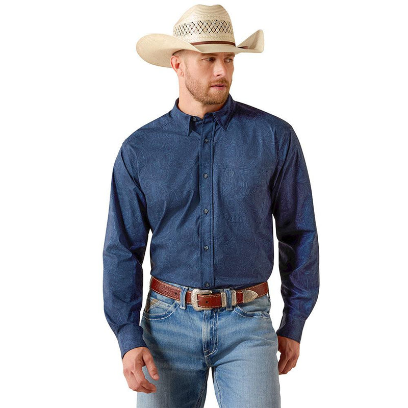 Men's Navy Print 360 Airflow Classic Shirt
