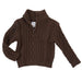 Boy's Brown Quarter Zip Cable Knit Sweater