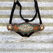 Turquoise Zuni Crystal Bronc Noseband Nylon Halter
