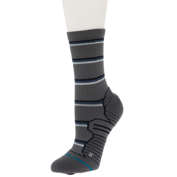 Unisex Multistripe Run Ribbed Dark Grey Crew Socks